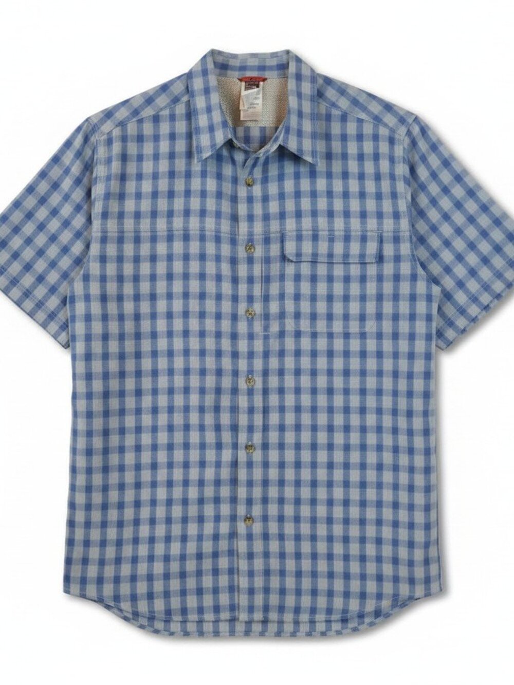The North Face Men's Blue Plaid Button Front Short Sleeve Camping Shirt Size: M